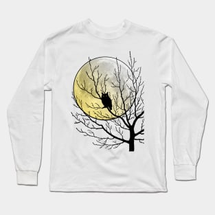 halloween owl in a tree Long Sleeve T-Shirt